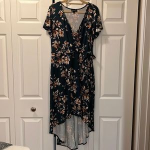 Fortune & Ivy Hi-Lo Floral Faux-Wrap Dress